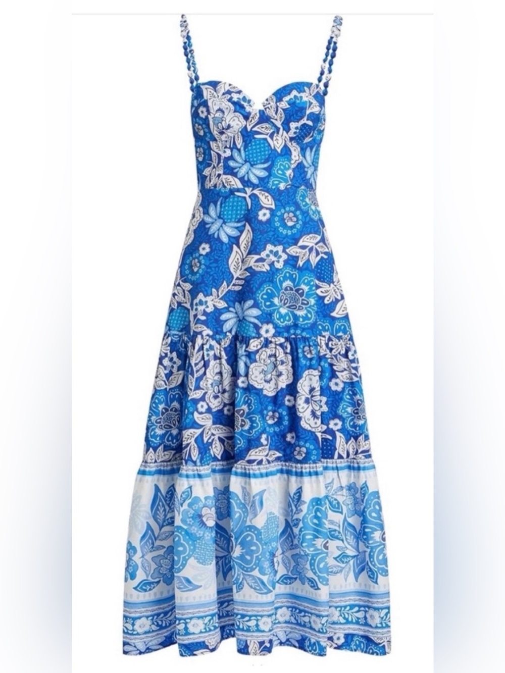 FARM Rio Blue and White Floral Maxi Dress
